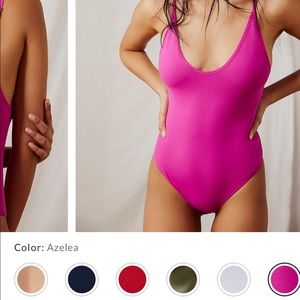 Hot pink free people bodysuit